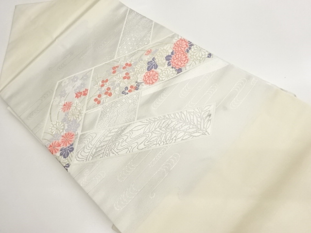 花葉模様織出し名古屋帯